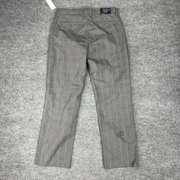 Gap Pants Mens 33 Grey Plaid Flat Front Straight Fit Mid Rise Cotton Dress * - Picture 10 of 14